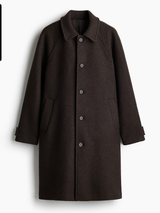 H&M Other - H&M Dark Brown Wool-Blend Car Coat Sz Large Oversized